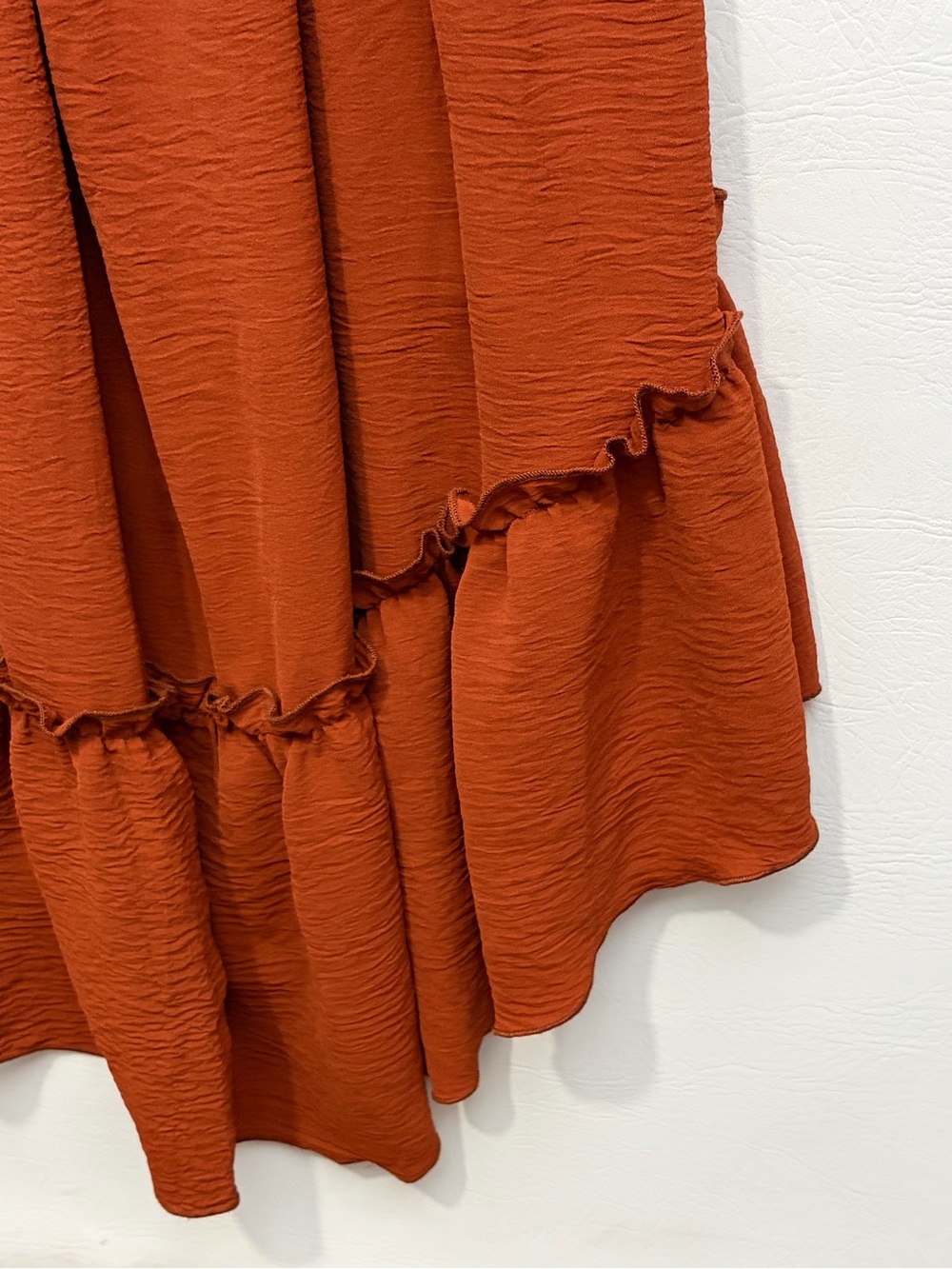 Cider Rust Smocked High-Low Ruffle Dress Large - Picture 3 of 7